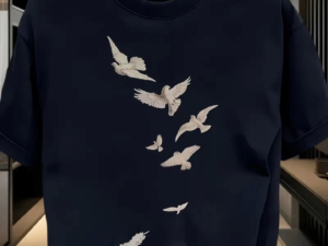 Baskılı Oversize Bisiklet Yaka T-shirt - Beyaz