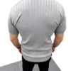 280720266a67f18886229.webp Erkek Yazlık Triko Saç Örgü Tişört Kısa Kol Polo Yaka Fermuarlı T-Shirt - Gri