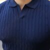 280720266a693d76eae56.jpeg Erkek Örgü Desen Yakalı Kısa Kollu Triko Tişört - 0 Pamuk Akrilik