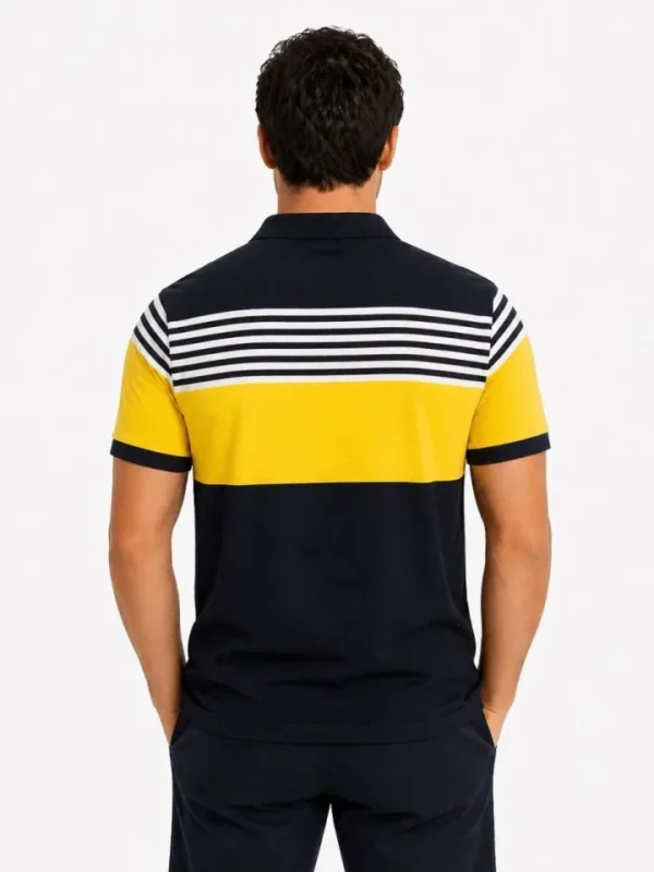 290720266a69466722e14.webp Erkek Pike Kumaş Çizgili Polo Yaka Tişört Kısa Kol Yazlık T-Shirt - Lacivert