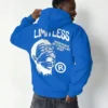 290720266a695ba34a261.webp Erkek Premium Baskılı Kapşonlu Sweatshirt Üç İplik İçi Pamuklu Kanguru Cepli - Saks Mavisi