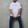 Erkek Baskılı T-Shirt Kısa Kol Bisiklet Yaka Regular Fit Rahat Kalıp Günlük Tişört - Beyaz
