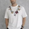 Erkek Baskılı T-Shirt Kısa Kol Bisiklet Yaka Regular Fit Rahat Kalıp Günlük Tişört - Beyaz