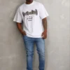 Erkek Baskılı T-Shirt Kısa Kol Bisiklet Yaka Regular Fit Rahat Kalıp Günlük Tişört - Beyaz