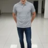 Erkek Pike Kumaş Düğmeli Yaka Regular Fit Günlük Kısa Kol Tişört T-shirt - Gri