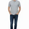 Erkek Pike Kumaş Düğmeli Yaka Regular Fit Günlük Kısa Kol Tişört T-shirt - Gri
