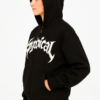 290720266a69620f73e41.png Oversize Kapüşonlu Sweatshirt Hoodie 3 İplik Şardonlu Pamuklu Kumaş, Önü Baskılı, Fermuarlı Rahat Kalıp, Kışlık Ve Sokak Stili Sweat - Siyah