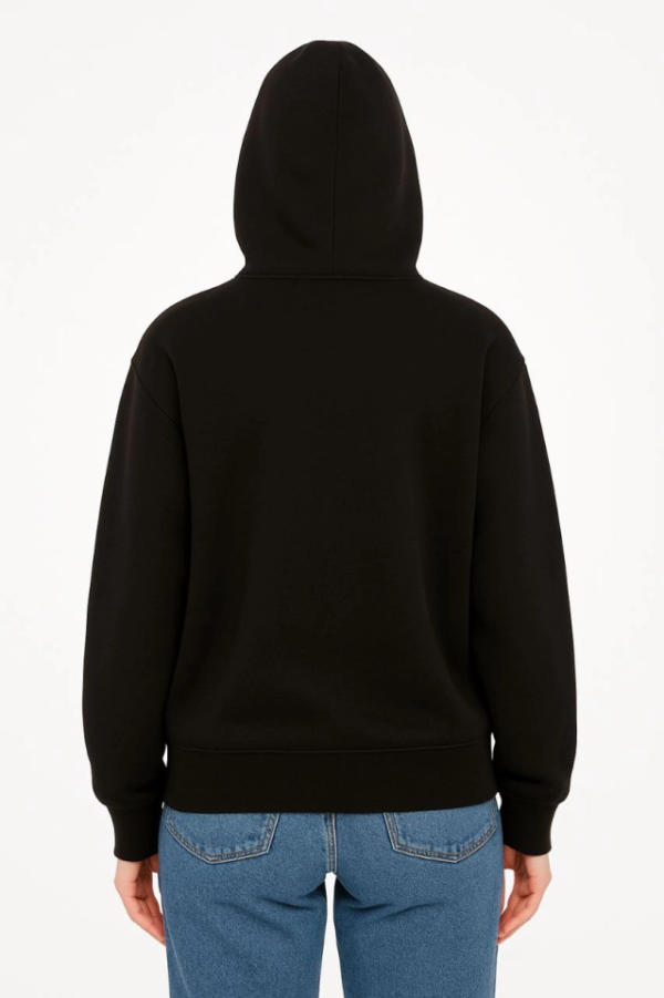 290720266a696212040c2.png Oversize Kapüşonlu Sweatshirt Hoodie 3 İplik Şardonlu Pamuklu Kumaş, Önü Baskılı, Fermuarlı Rahat Kalıp, Kışlık Ve Sokak Stili Sweat - Siyah