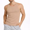 290720266a696ac26e6b1.webp Erkek Fitilli Atlet Sıfır Yaka Slim Fit Arka Baskılı Spor Atlet - Bej