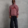 Erkek Eldiven Baskılı Kapüşonlu Sweat - Gül Kurusu