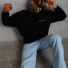 Erkek Baskılı Sweat - Siyah