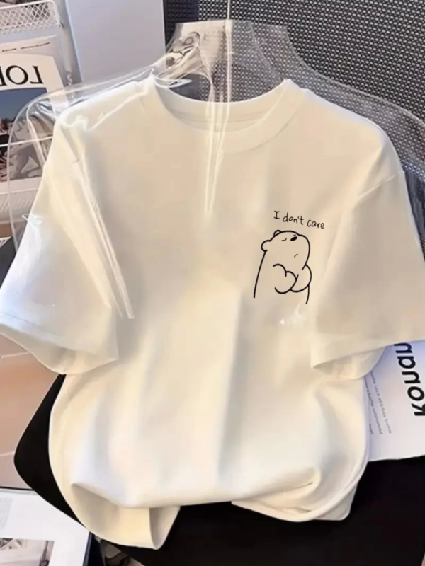 290720266a697e9490c00.png Baskılı Oversize Bisiklet Yaka T-shirt - Beyaz