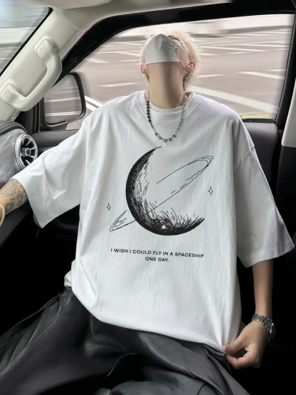 290720266a697f41c8cec.png Baskılı Oversize Bisiklet Yaka T-shirt - Beyaz