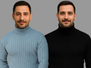 290720266a69f20c55dee.png Erkek Fitilli Triko Kazak 2li Set Bebek Mavisi Siyah Regular Balıkcı Yaka Tam Boğazlı Triko Seti Modeli Kazak