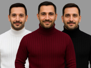 290720266a69fc3f976a9.png Erkek Fitilli Triko Kazak 3lÜ Set Beyaz Bordo Siyah Regular Balıkcı Yaka Tam Boğazlı Triko Seti Modeli Kazak