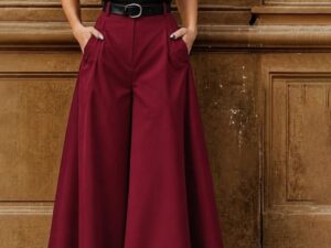 060820266a7448c5ee89d.jpeg Kadın Yüksek Bel Kemerli Double Kumaş Palazzo Pantolon