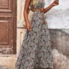 110820266a7bb608766ad.jpeg Kadın Kolsuz Kruvaze Yakalı Kemersiz Desenli Uzun Süprem Elbise