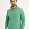 190820266a8571fbe984a.webp Erkek Fitilli Triko Kazak 2’li Set – Mint Yeşili - Siyah, Kalın Dokuma Pamuklu Regular Fit V Yaka Fermuarlı Uzun Kollu Rahat Kışlık Kazak Kombini