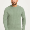 190820266a85727908f87.png Erkek Bisiklet Yuvarlak Yaka Triko Kazak Pamuklu Kalın Fitilli Dokuma, Regular Fit Uzun Kollu Kışlık Model - Mint Yeşili