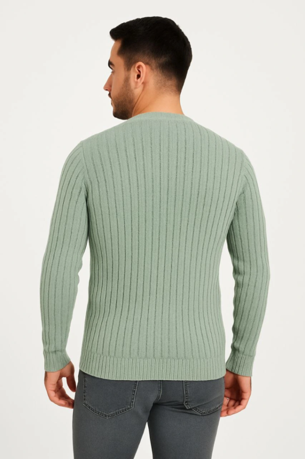 190820266a85727bae22f.png Erkek Bisiklet Yuvarlak Yaka Triko Kazak Pamuklu Kalın Fitilli Dokuma, Regular Fit Uzun Kollu Kışlık Model - Mint Yeşili