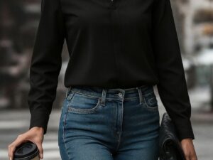 Kadın Uzun Kollu Yakalı Trikoton Gömlek